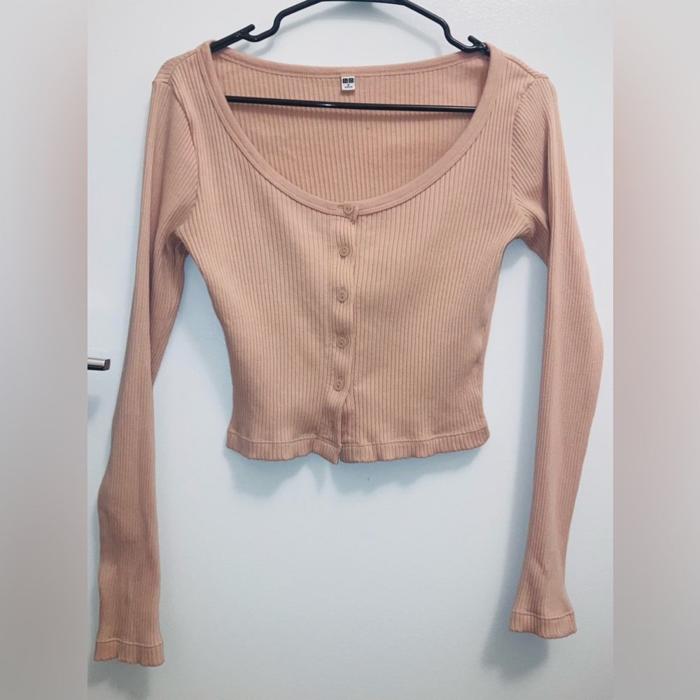 Light Pink Uniqlo Cropped Long Sleeve